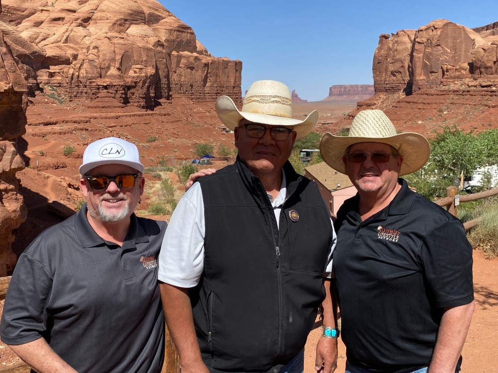 Pictured: Cowboy Lifestyle Network Founders, Danny O'Donnell & Patrick O'Donnell with Navajo Nation Delegate, Herman M. Daniels, Jr.  - Photo Credit: Cowboy Lifestyle Network