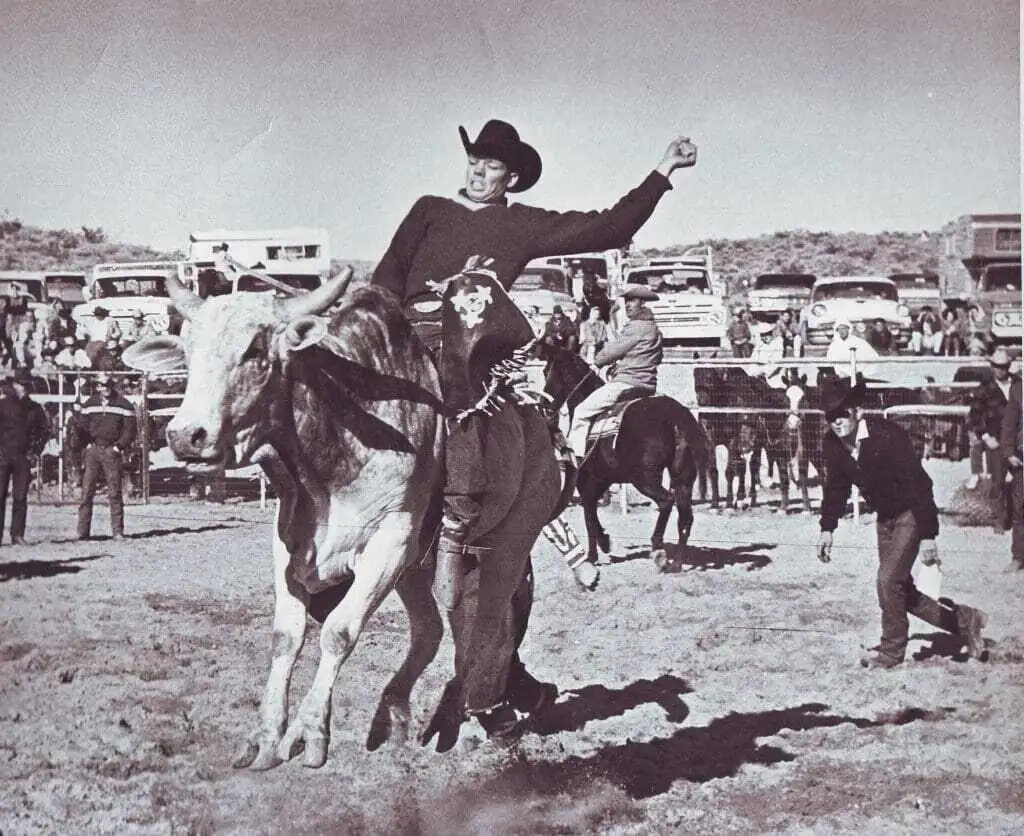 Gary Hardt riding a bucking bull
