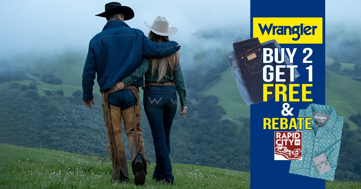 Wrangler Jeans Buy 2 Get 1 FREE & $10 Shirt Rebate for Rapid City Rodeo Fans!