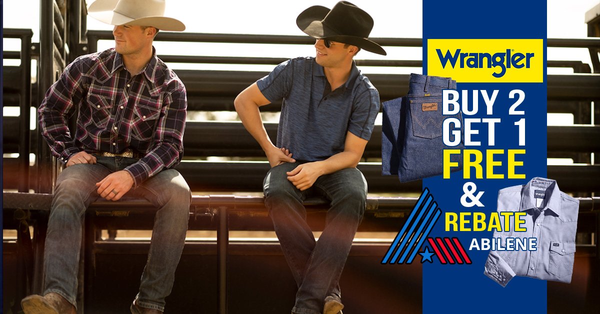 Wrangler Jeans Buy 2 Get 1 FREE & $10 Shirt Rebate For Abilene Rodeo Fans!