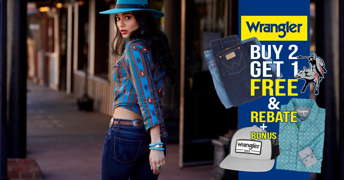 Wrangler Jeans Buy 2 Get 1 FREE & $10 Shirt Rebate For PBR World Finals 2019!