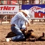 Calf roping at the PRCA Payson Spring Rodeo in Arizona