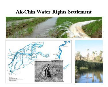1978 - The U.S. Congress enacted the Ak-Chin Water Rights Settlement (P.I....95-328), which authorized the Secretary of the Interior to construct a well field and pipeline system to deliver a temporary water supply to the reservation, until a long-term source of water could be secured.