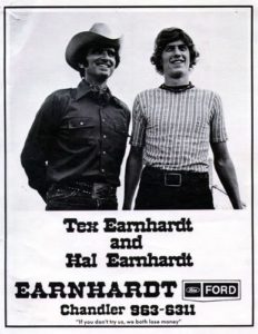 An old advertisement for Earnhardt Ford. "If you don't try us, we both lose money, and That Ain't No Bull!"