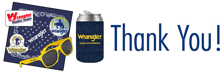 Visit Wrangler and receive free swag, including stylish sunglasses, cool hats, handy koozies, and fun stickers.