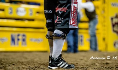 Bull Fighter Dusty Tuckness during Round 7 of the 2016 WNFR