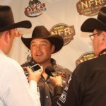 KC Jones wins perf 6 of the 2014 Wrangler NFR Steer wrestling at Thomas & Mack Center