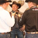 KC Jones wins perf 6 of the 2014 Wrangler NFR Steer wrestling at Thomas & Mack Center