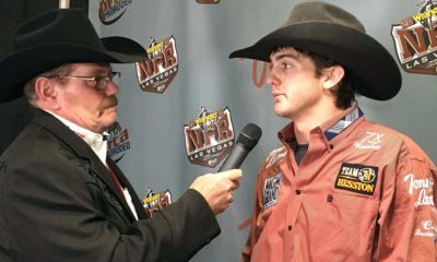 Talk Radio Host Derek Barton interviews rodeo star Cody Teel at the Wrangler NFR 2016 in Las Vegas.