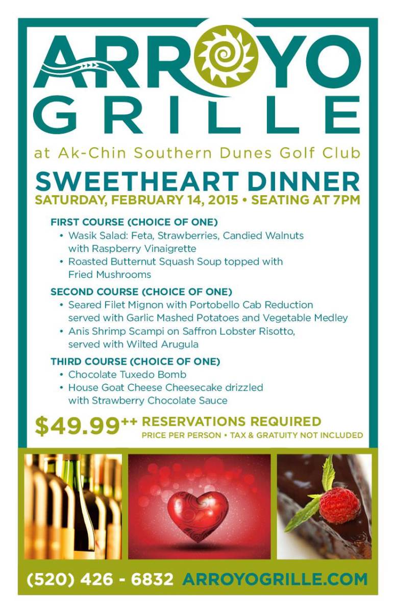 Arroyo Grille Sweetheart Dinner Flyer 2015