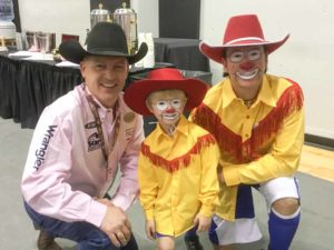 JW Kinder and John Harrison WNFR Barrelman and Caz in the WNFR press room