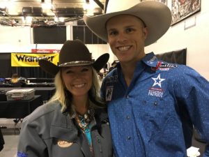 Heather Morrison and Joe Frost in the Wrangler NFR Press Room