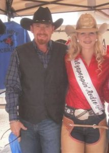 Cowboys-4-Christ-Pastor Chris C4C founder with Rodeo Queen Sarah G'Lynn Radachy at Helzapoppin PRCA Rodeo in Buckeye AZ