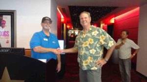 Bill Johnson greeting CLN at Star Class Cinemas