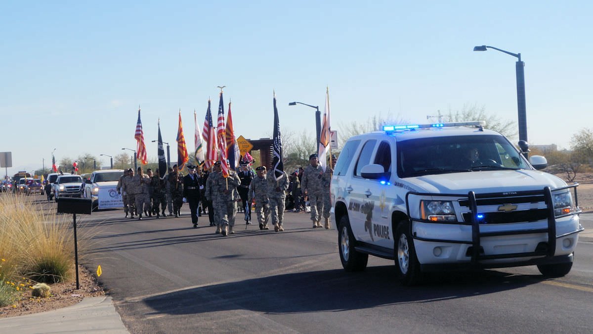 Ak-Chin Police Department escorts the Pee-Posh and San Carlos Apache Veterans Association in the Ak-Chin Indian Community Masik Tas Parade #MasikTas2016