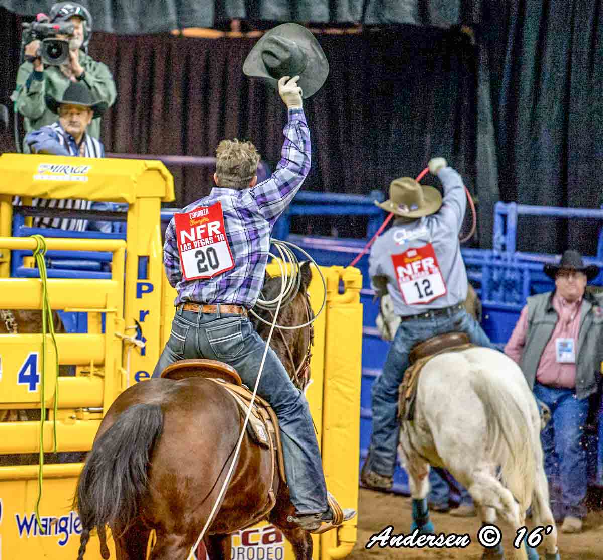 Dustin Bird and Russell Cardoza victory lap during Round 8 of the WNFR16