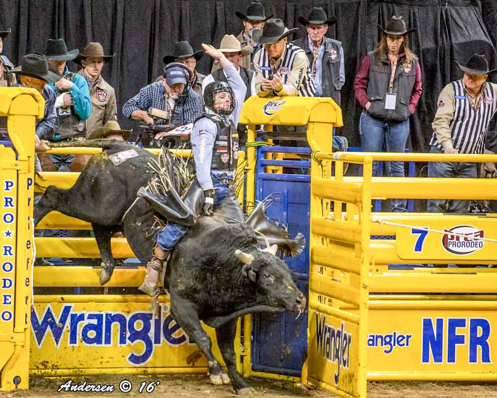 Garrett Smith - Bull Riding - Wrangler NFR Rodeo 2016 Go-Round Winners: Day 2 in Las Vegas