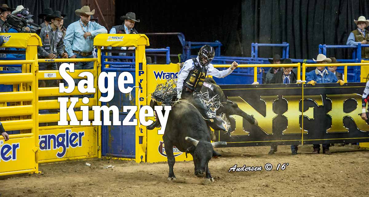 Sage Kimzey, 3X WNFR Qualifier and 2X World Champion Bull Rider at the 2016 Wrangler NFR in Las Vegas