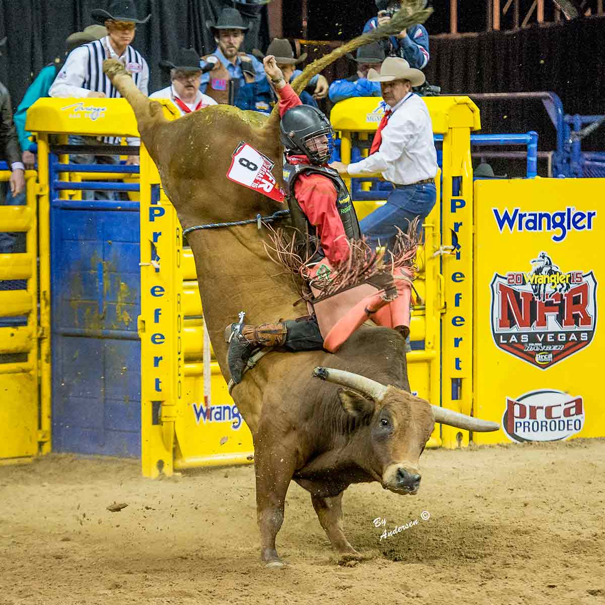 Sage Kimzey, 3X WNFR Qualifier and 2X World Champion Bull Rider at the 2016 Wrangler NFR in Las Vegas