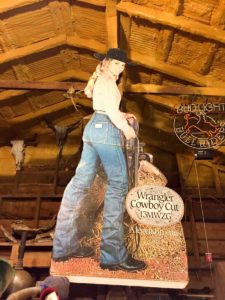 Holly Foster, in the late 80's, as a Wrangler Spokes Model. Pictured here, is a larger than life cut-out of her modeling the iconic, and classic, Wrangler jeans.