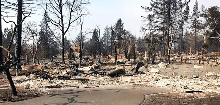 A view of scorched houses, buildings and a park in Santa Rosa, Calif., Oct. 13, 2017, one of the hardest hit areas during the northern California fires. California National Guard photoA view of scorched houses, buildings and a park in Santa Rosa, Calif., Oct. 13, 2017, one of the hardest hit areas during the northern California fires. California National Guard photo