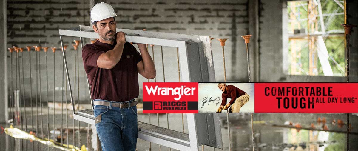 The Wrangler RIGGS WORKWEAR collection is designed for all day comfort, durability and style.