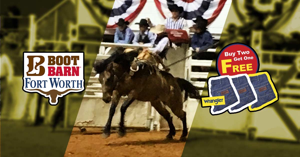 Boot Barn Wrangler Jeans Buy 2, Get one FREE offer during the Fort Worth Stock Show & Rodeo 2019
