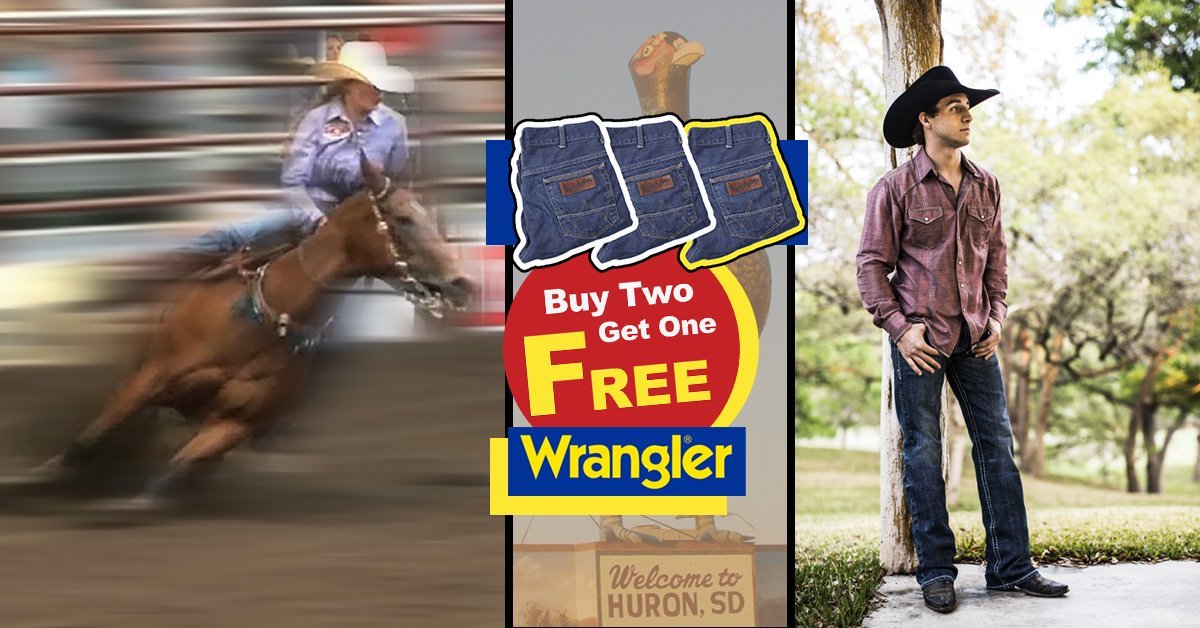 Wrangler Jeans Buy 2 Get One FREE To Welcome Back Rodeo To Huron