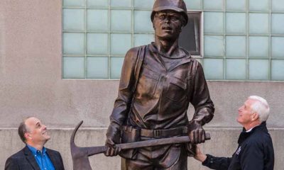 Coors Brewery receives firefighter statue in thanks