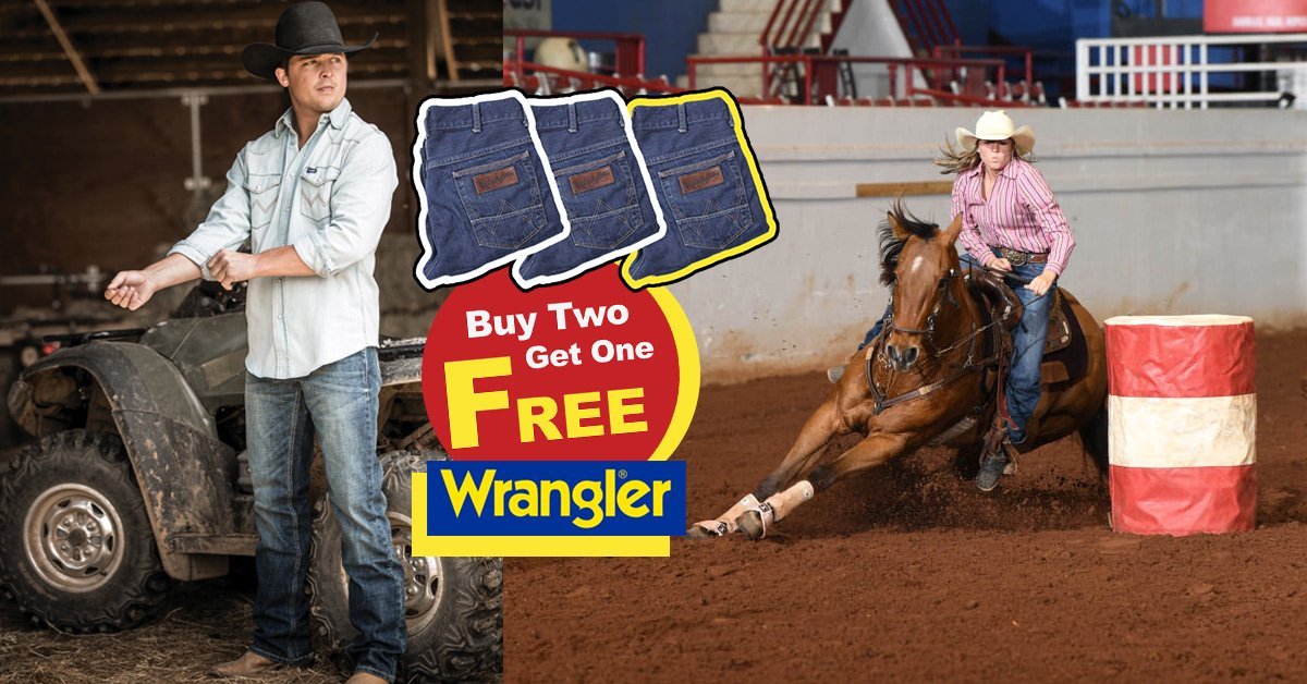 Wrangler Buy 2 Get One FREE At Boot Barn To Welcome Rodeo to Rock Springs, WY!
