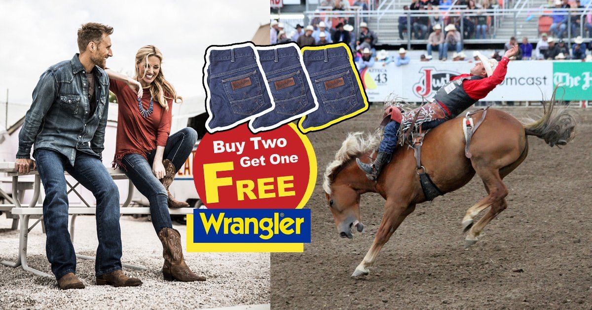 Wrangler Buy 2 Get One FREE At Boot Barn Celebrating California Rodeo Salinas!