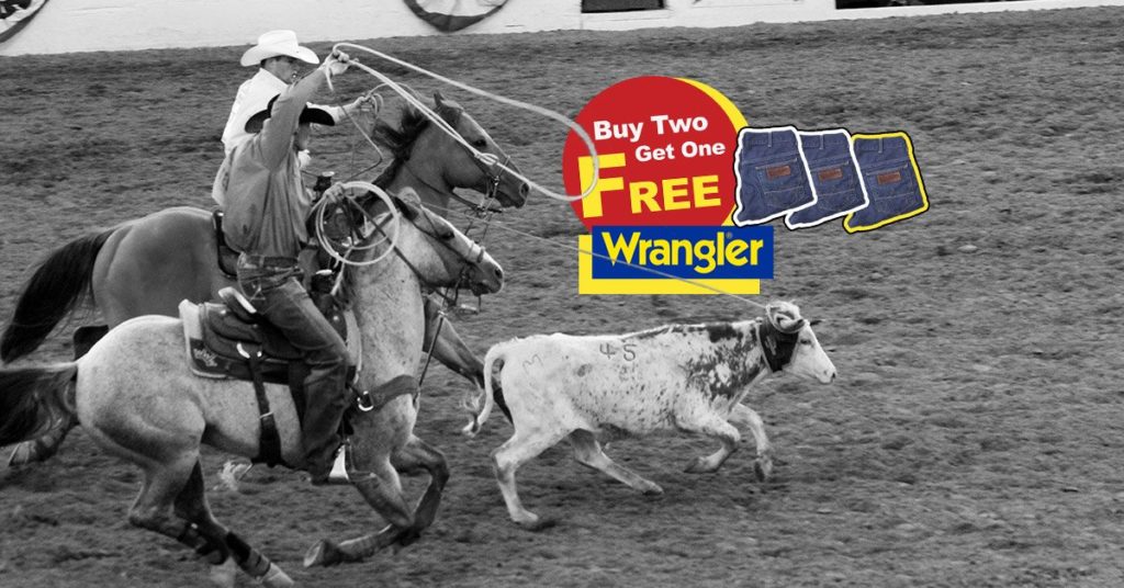 Wrangler Buy 2 Get One FREE Jeans & 10 Shirt Rebate Champion Sale