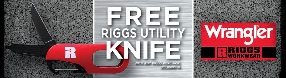 Free Riggs Utility Knife with Purchase of any Riggs Work Wear