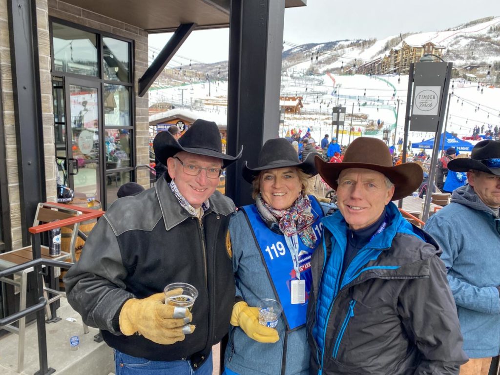 John and Barb Shipley with Jeff Chadwick at Cowboy Downhill in Steamboat Springs