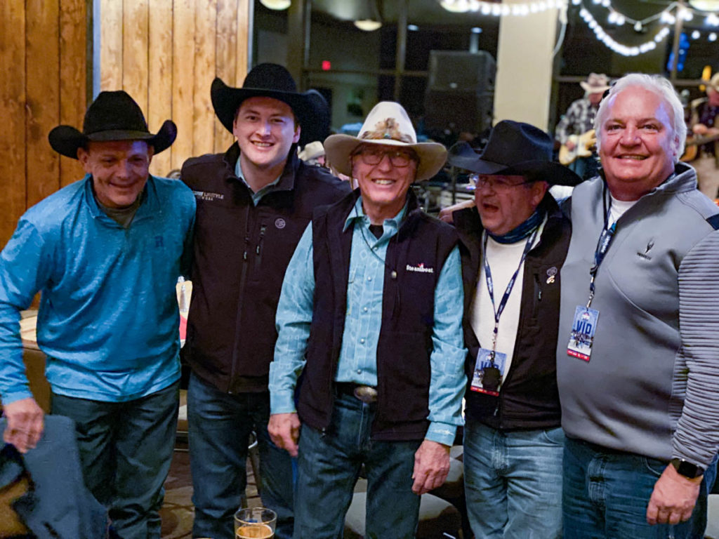 Boomer Reeves, Aaron Kuhl, Billy Kid, Patrick O'Donnell and Tom Gardner at Cowboy Downhill in Steamboat Springs