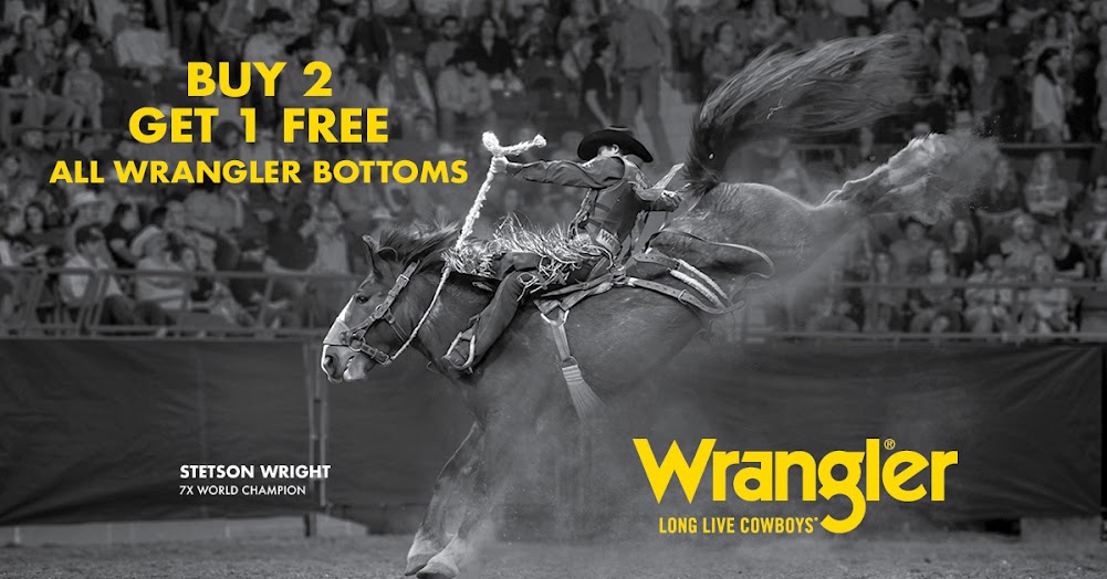 Wrangler Buy 2 Get 1 FREE On All Bottoms with $10.00 Mail-in Shirt Rebate!