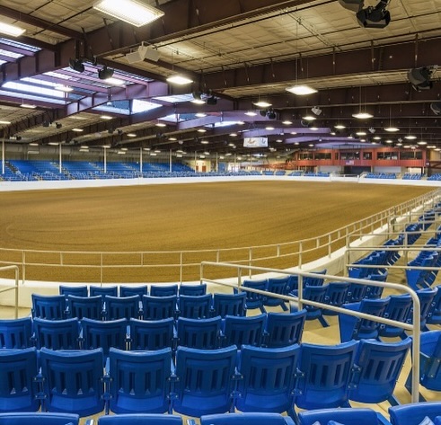 The new Tony Nelssen Equestrian Center with over 300,000 square feet of climate controlled space which includes the Equidome with seating for more than 3,300, a 120,000 square feet multi-use tent, a 10-acre turf area, the Monterra catering facility, 9 horse arenas, and 400+ RV spaces.