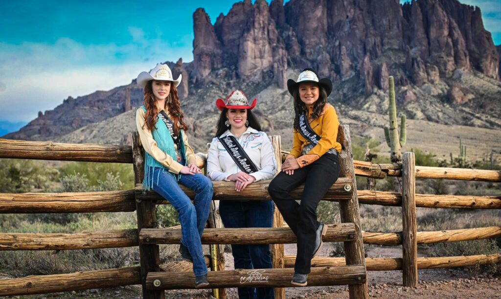 Gilbert Days Rodeo Royalty (from left to right): Teen Queen Abigail Griffith, Rodeo Queen Shai Forman, Rodeo Princess Alba Padilla | Photo Courtesy of the Gilbert Promotional Corporation