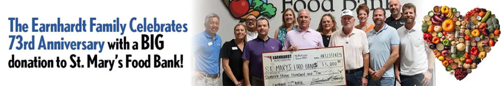 Earnhardt celebrates its 73rd anniversary with $73,000 donation to local food bank