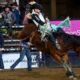 Bradlee Miller – Bradlee Miller of Huntsville, Texas, has had the highest marked bareback ride at the National Western Stock Show Rodeo in Bracket 4. Miller, who qualified for his first Wrangler National Finals Rodeo last December, was 87 points on The Cervi Brothers’ horse named Bandan Babe in the first round. Combined with his second-round score, he is the most successful bareback rider in this bracket. NWSS photo by Ric Andersen.