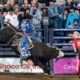 Alan de Souza from Taubate, Sao Paulo, Brazil was able to capitalize on every opportunity at the National Western Stock Show’s Denver Chute-Out bull riding. He was dialed in on the bull Dialed In scoring 84 points in the final round. Combined with his previous two scores, he had the highest total on three bulls at 239.5. He collected $19,980 in the Denver Coliseum. NWSS photo by Ric Andersen.