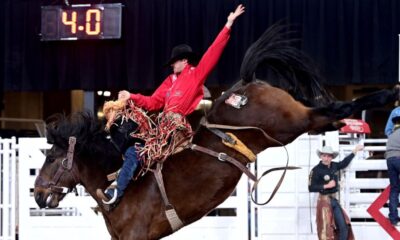 Saddle bronc ride Kade Bruno of Challis, Idaho, was the only contestant in Bracket 1of the Fort Worth Stock Show & Rodeo’s ProRodeo Tournament to win both rounds. He scored 87.5 points in each round, riding Brookman Rodeo’s Apollo for the second-round win on Saturday. FI