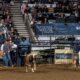 The newly formed team roping duo of Luke Brown and Trey Yates took care of business at the National Western Stock Show Rodeo on Monday, January 20. With Brown from Rock Hill, S.C., doing the heading and Yates from Pueblo, Colorado heeling, they stopped the clock in 4.7 seconds to lead the first round of bracket 5. NWSS photo by Ric Andersen