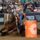 Sharin Hall and her eight-year-old mare Hello Stella had barrel racing fans on the edge of their seats during the fourth performance of the National Western Stock Show Rodeo. Hall, from Pilot Point, Texas, set a new arena record at 14.48 seconds. Hall was successful in both rounds of Bracket 2 and will be back here in one week for the Semi-Finals. NWSS photo by Ric Andersen