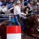 Barrel racer Carlee Otero from Perrin, Texas had the fastest time in round one of Bracket 3 at the Fort Worth Stock Show & Rodeo ProRodeo Tournament on Tuesday night. Riding her great horse Blingolena, “Sly,’ that got her to the Wrangler National Finals Rodeo last December, she stopped the clock in 16.35 seconds. FWSSR photo by James Phifer