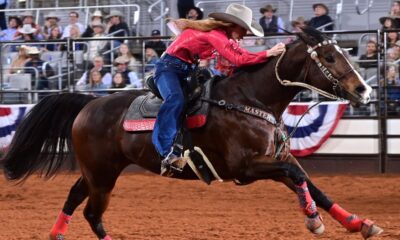 Barrel racer Emily Beisel of Weatherford, Oklahoma, has won every barrel racing dollar available to her thus far at the Fort Worth Stock Show & Rodeo’s ProRodeo Tournament. She and her great mare Ivory On Fire, called Liza, won both rounds in their bracket, then won Semi-finals B. The duo has already won $8,600 in Dickies Arena in 2025, and they will go for another $20,000 paycheck in Saturday night’s Championship Finals. FWSSR photo by James Phifer