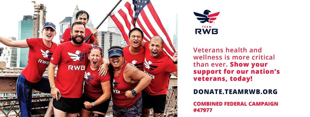 Team RWB is forging America’s leading health and wellness community for veterans. They are a registered 501c3 nonprofit organization incorporated in Michigan.