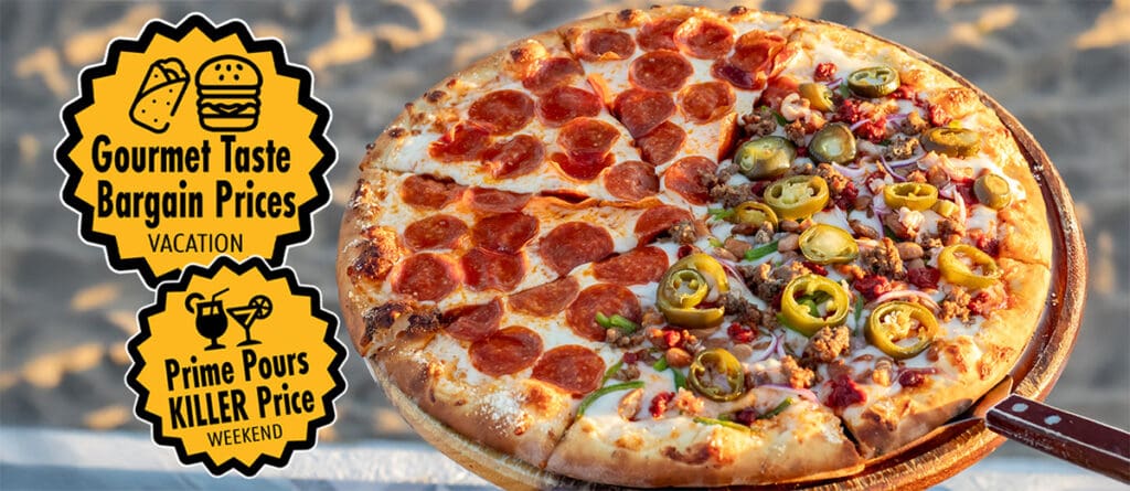 Pizza at Mannyโs Beach Club