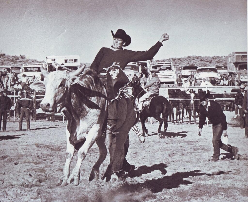 Gary Hardt riding a bucking bull