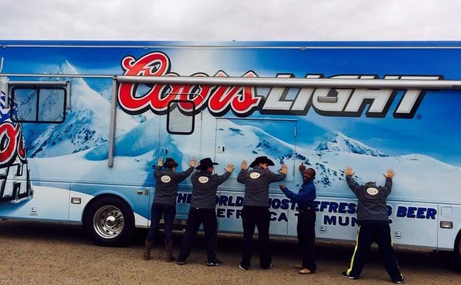 Coors light bus being held up by CLN crew